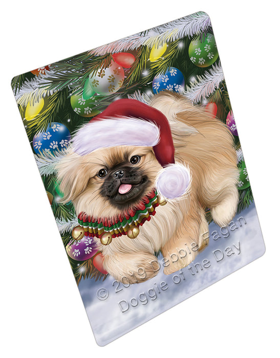 Chistmas Trotting in the Snow Pekingese Dog Cutting Board - For Kitchen - Scratch & Stain Resistant - Designed To Stay In Place - Easy To Clean By Hand - Perfect for Chopping Meats, Vegetables, CA83996