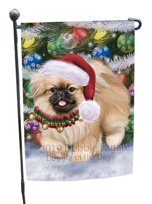 Chistmas Trotting in the Snow Pekingese Dog Garden Flags Outdoor Decor for Homes and Gardens Double Sided Garden Yard Spring Decorative Vertical Home Flags Garden Porch Lawn Flag for Decorations GFLG68513
