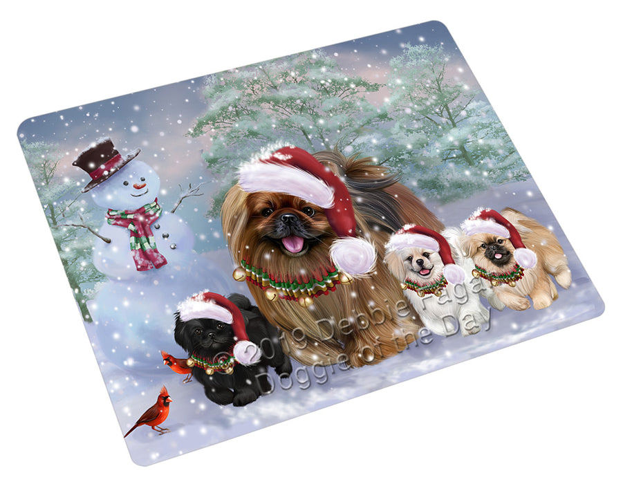Christmas Running Family Pekingese Dogs Cutting Board - For Kitchen - Scratch & Stain Resistant - Designed To Stay In Place - Easy To Clean By Hand - Perfect for Chopping Meats, Vegetables