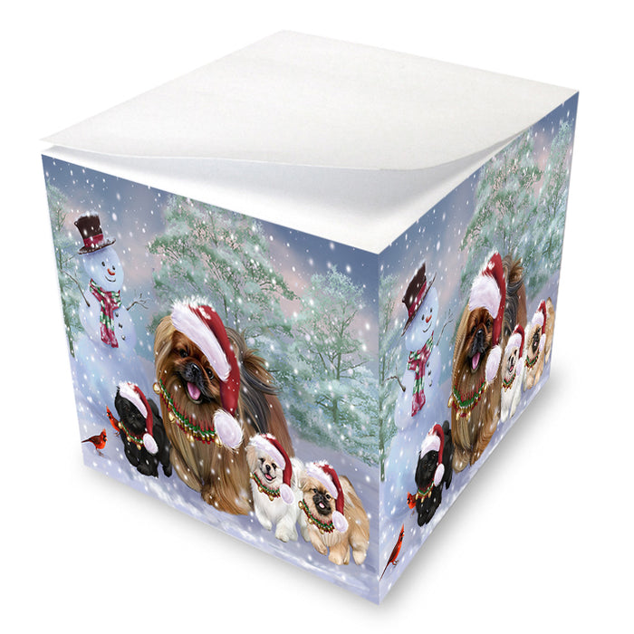 Christmas Running Family Pekingese Dogs Note Cube NOC-DOTD-A57676