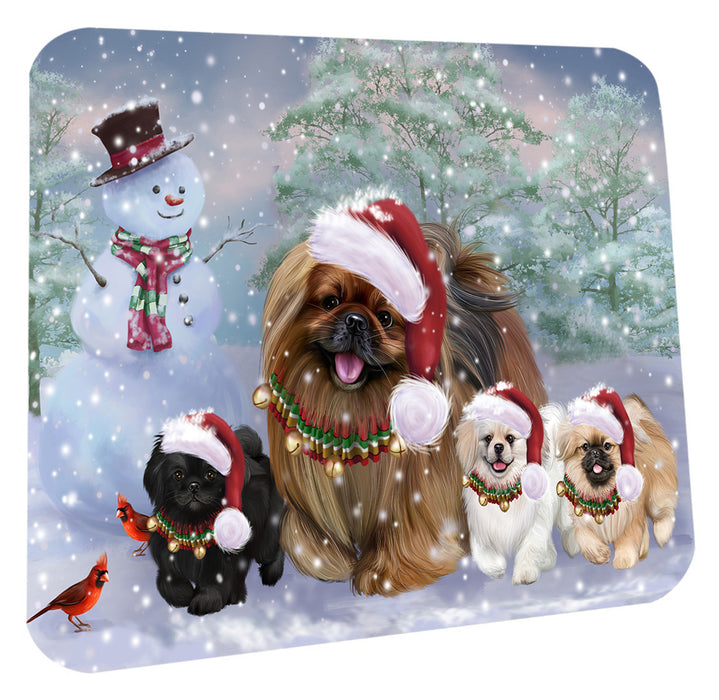 Christmas Running Family Pekingese Dogs Coasters Set of 4 CSTA58637