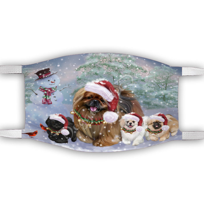 Christmas Running Fammily Pekingese Dogs Face Mask FM48732