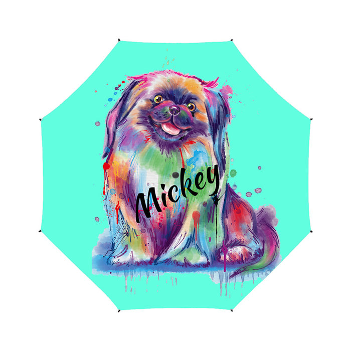 Custom Pet Name Personalized Watercolor Pekingese DogSemi-Automatic Foldable Umbrella