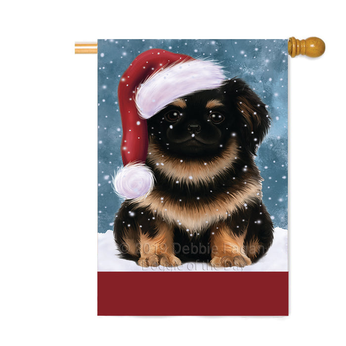Personalized Let It Snow Happy Holidays Pekingese Dog Custom House Flag FLG-DOTD-A62435