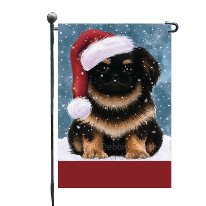 Personalized Let It Snow Happy Holidays Pekingese Dog Custom Garden Flags GFLG-DOTD-A62379