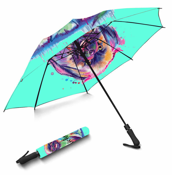 Custom Pet Name Personalized Watercolor Pekingese DogSemi-Automatic Foldable Umbrella