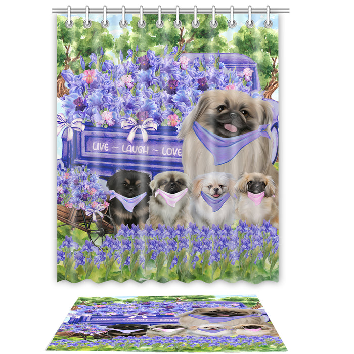 Pekingese Shower Curtain & Bath Mat Set - Explore a Variety of Custom Designs - Personalized Curtains with hooks and Rug for Bathroom Decor - Dog Gift for Pet Lovers