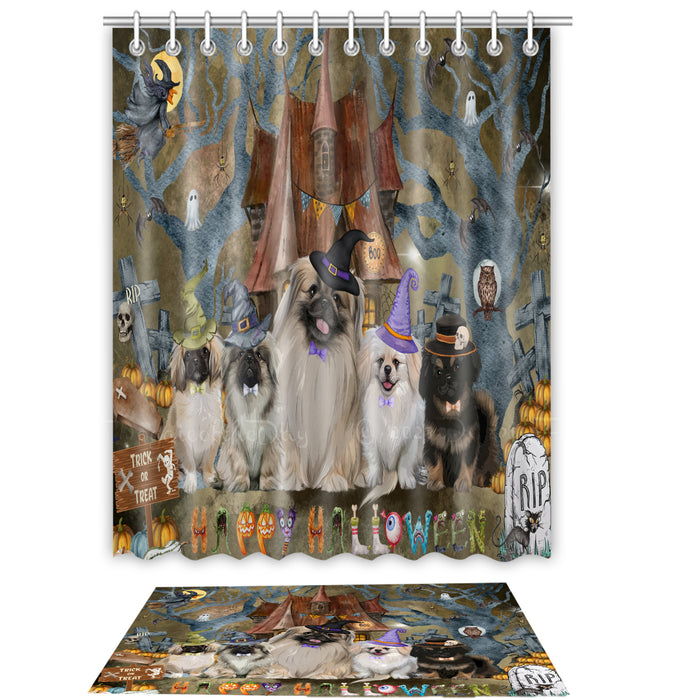 Pekingese Shower Curtain with Bath Mat Set: Explore a Variety of Designs, Personalized, Custom, Curtains and Rug Bathroom Decor, Dog and Pet Lovers Gift