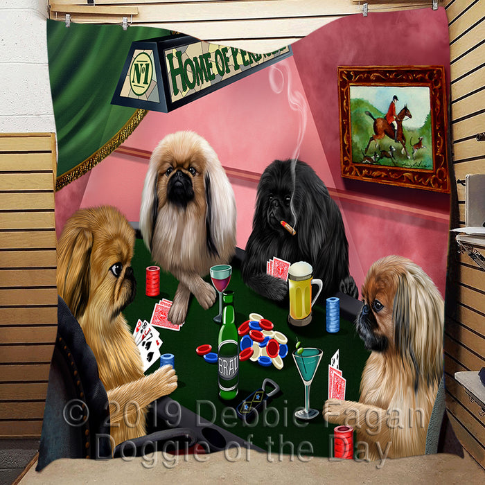 Home of  Pekingese Dogs Playing Poker Quilt
