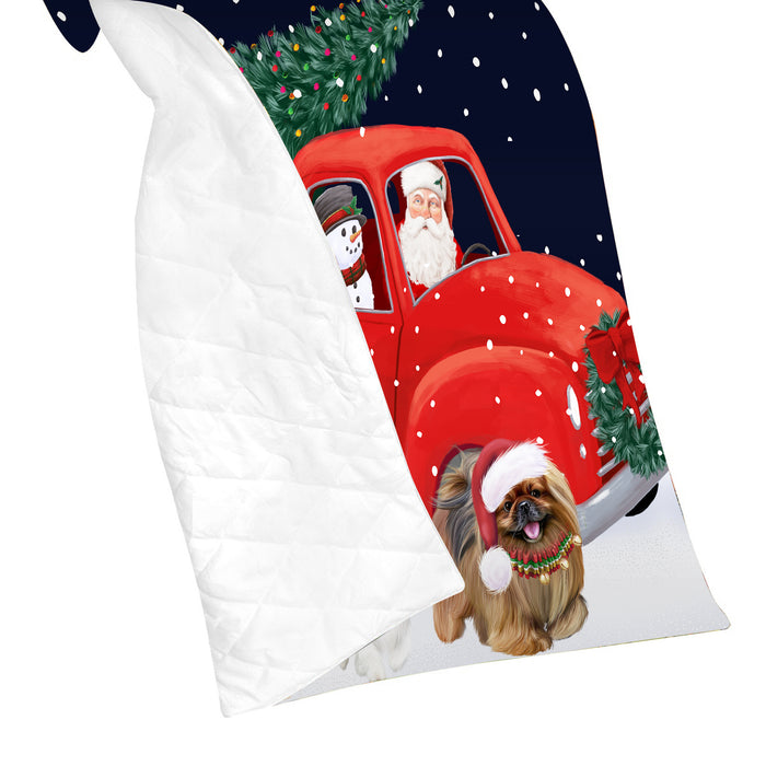 Christmas Express Delivery Red Truck Running Pharaoh Hound Dogs Lightweight Soft Bedspread Coverlet Bedding Quilt QUILT59991