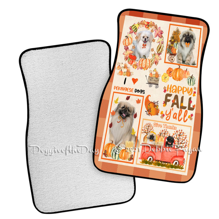 Happy Fall Y'all Pumpkin Pekingese Dogs Polyester Anti-Slip Vehicle Carpet Car Floor Mats CFM49261