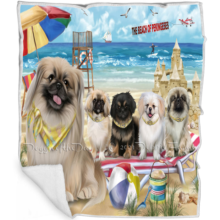 Pet Friendly Beach Pekingeses Dog Blanket BLNKT66189