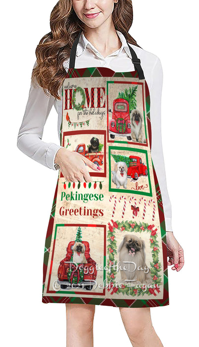 Welcome Home for Holidays Pekingese Dogs Apron Apron48432