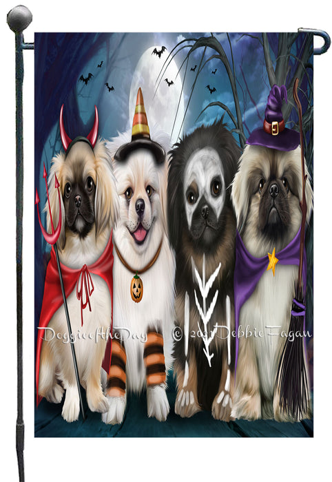 Happy Halloween Trick or Treat Pekingese Dogs Garden Flags- Outdoor Double Sided Garden Yard Porch Lawn Spring Decorative Vertical Home Flags 12 1/2"w x 18"h