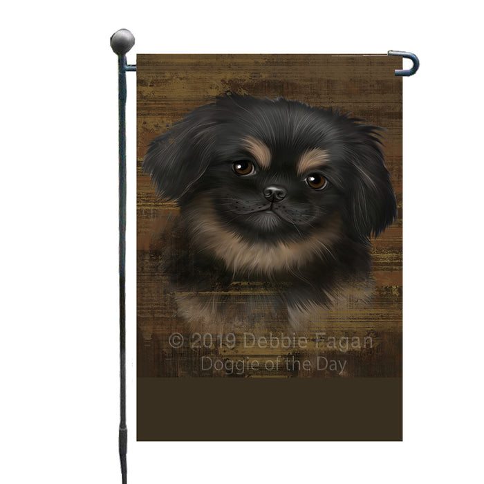 Personalized Rustic Pekingese Dog Custom Garden Flag GFLG63576