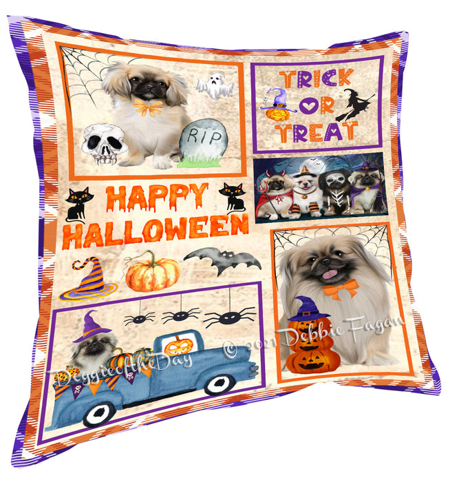 Happy Halloween Trick or Treat Pekingese Dogs Pillow with Top Quality High-Resolution Images - Ultra Soft Pet Pillows for Sleeping - Reversible & Comfort - Ideal Gift for Dog Lover - Cushion for Sofa Couch Bed - 100% Polyester, PILA88318