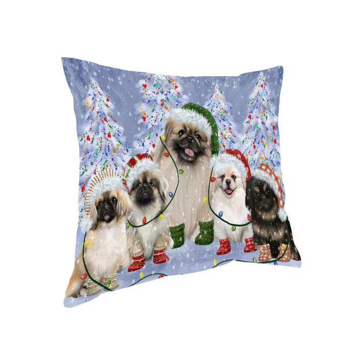 Christmas Lights and Pekingese Dogs Pillow with Top Quality High-Resolution Images - Ultra Soft Pet Pillows for Sleeping - Reversible & Comfort - Ideal Gift for Dog Lover - Cushion for Sofa Couch Bed - 100% Polyester