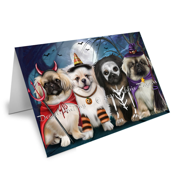Happy Halloween Trick or Treat Pekingese Dogs Handmade Artwork Assorted Pets Greeting Cards and Note Cards with Envelopes for All Occasions and Holiday Seasons GCD76796