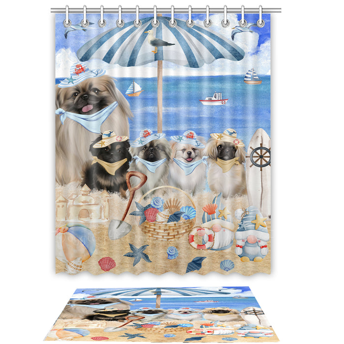 Pekingese Shower Curtain with Bath Mat Set: Explore a Variety of Designs, Personalized, Custom, Curtains and Rug Bathroom Decor, Dog and Pet Lovers Gift