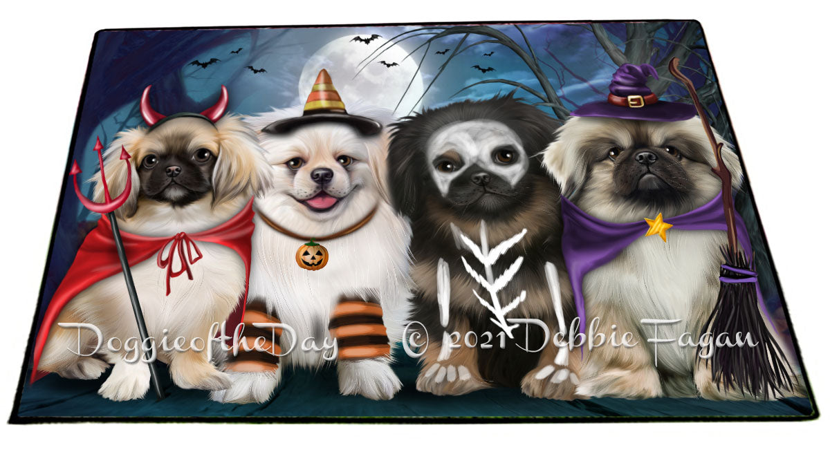 Happy Halloween Trick or Treat Pekingese Dogs Indoor/Outdoor Welcome Floormat - Premium Quality Washable Anti-Slip Doormat Rug FLMS58423