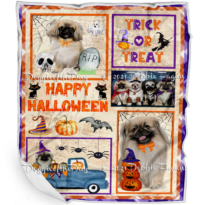 Happy Halloween Trick or Treat Pekingese Dogs Blanket BLNKT143769