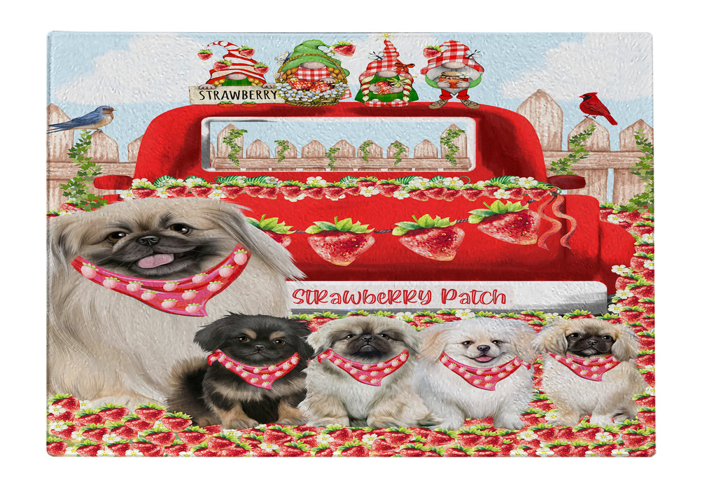 Pekingese Cutting Board: Explore a Variety of Personalized Designs, Custom, Tempered Glass Kitchen Chopping Meats, Vegetables, Pet Gift for Dog Lovers