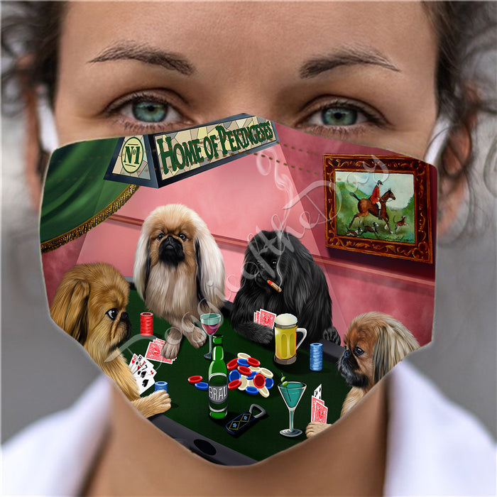 Home of Pekingese Dogs Playing Poker Face Mask FM49807