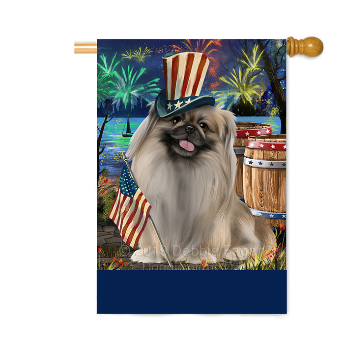 Personalized 4th of July Firework Pekingese Dog Custom House Flag FLG-DOTD-A58058