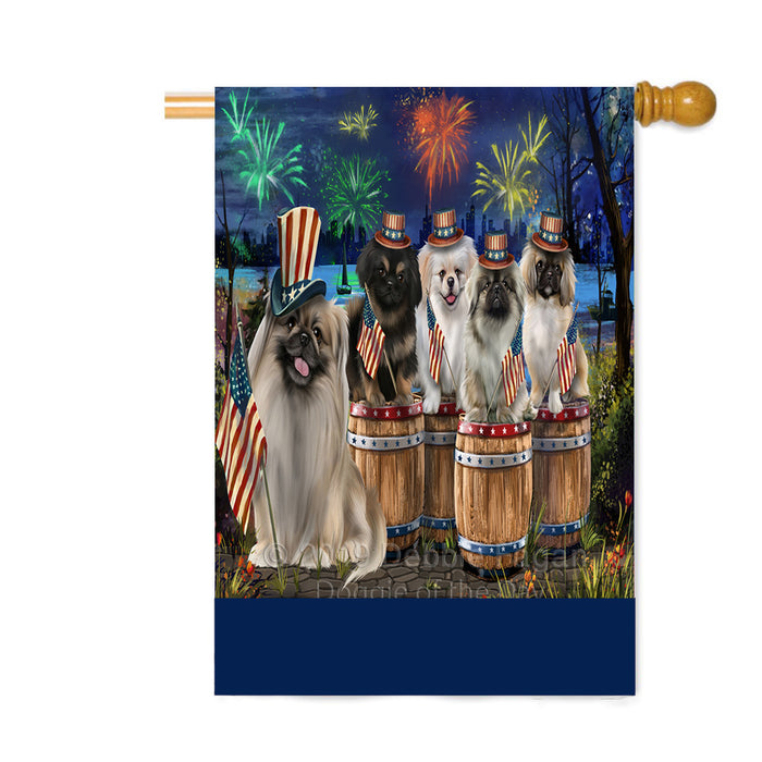 Personalized 4th of July Firework Pekingese Dogs Custom House Flag FLG-DOTD-A58059