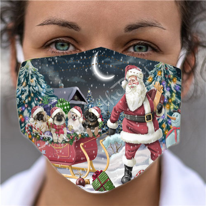 Santa Sled Dogs Christmas Happy Holidays Pekingese Dogs Face Mask FM49018