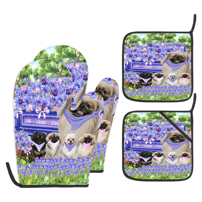 Pekingese Oven Mitts and Pot Holder: Explore a Variety of Designs, Potholders with Kitchen Gloves for Cooking, Custom, Personalized, Gifts for Pet & Dog Lover