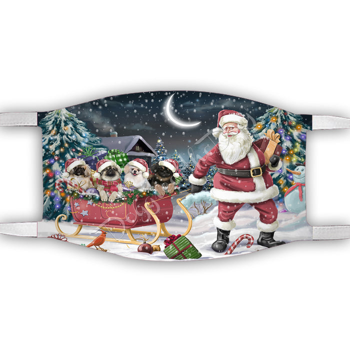 Santa Sled Dogs Christmas Happy Holidays Pekingese Dogs Face Mask FM49018