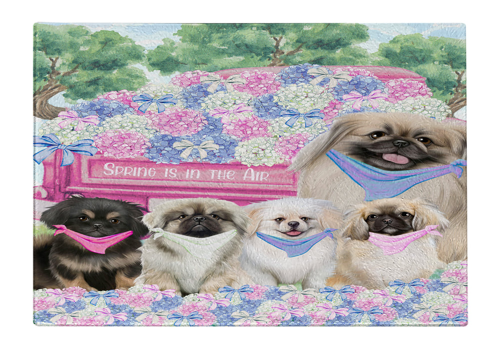 Pekingese Cutting Board: Explore a Variety of Personalized Designs, Custom, Tempered Glass Kitchen Chopping Meats, Vegetables, Pet Gift for Dog Lovers