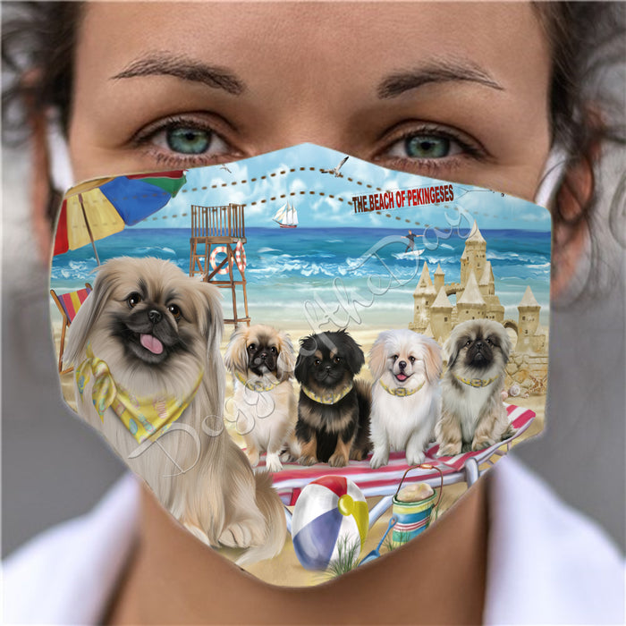 Pet Friendly Beach Pekingese Dogs Face Mask FM49122