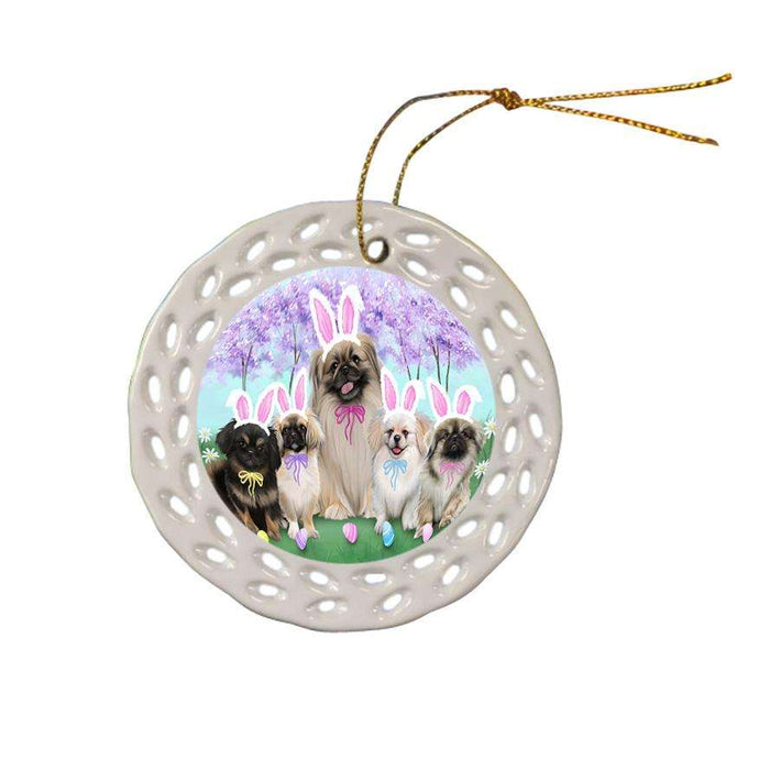 Pekingeses Dog Easter Holiday Ceramic Doily Ornament DPOR49179