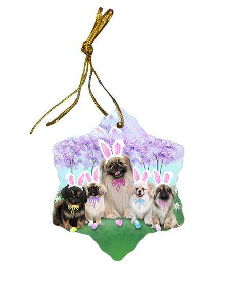 Pekingeses Dog Easter Holiday Star Porcelain Ornament SPOR49187