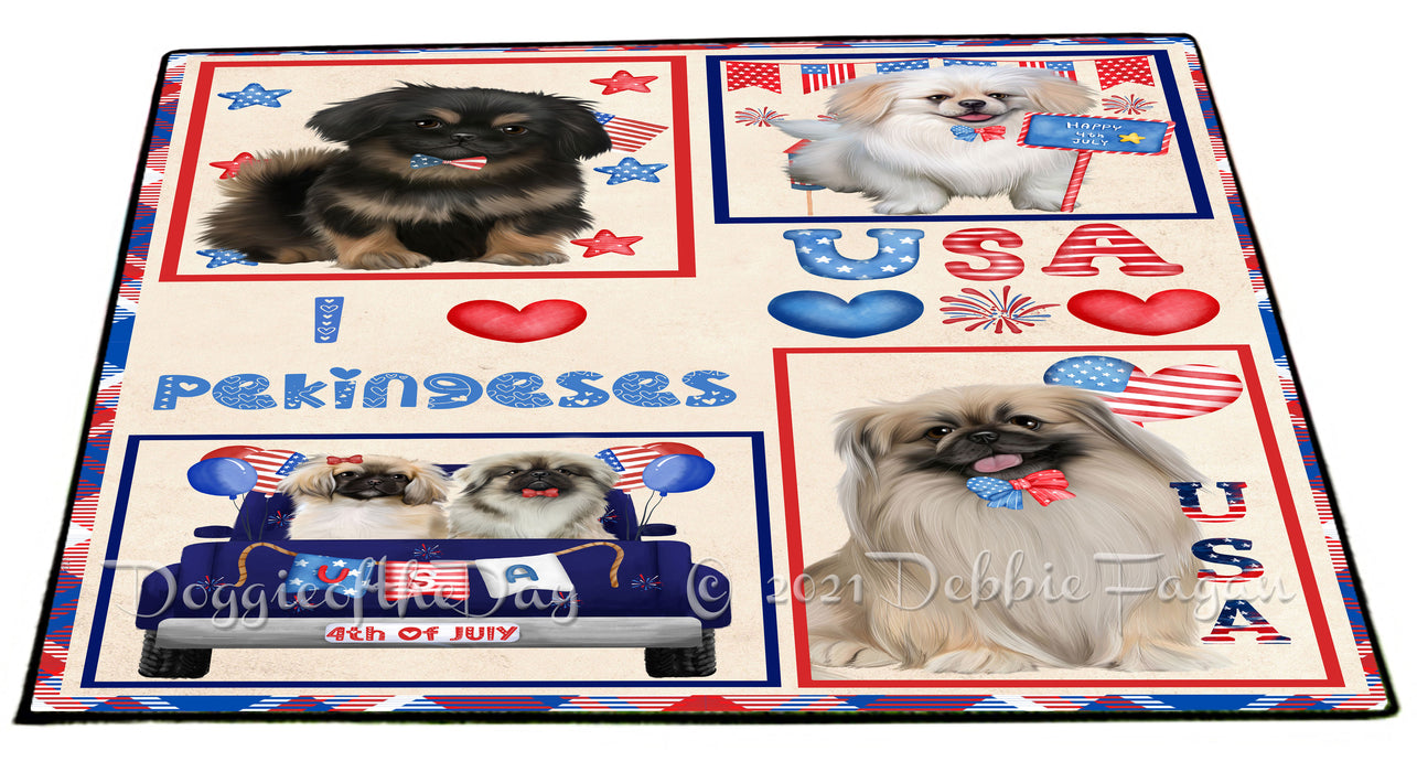 4th of July Independence Day I Love USA Pekingese Dogs Floormat FLMS56272 Floormat FLMS56272