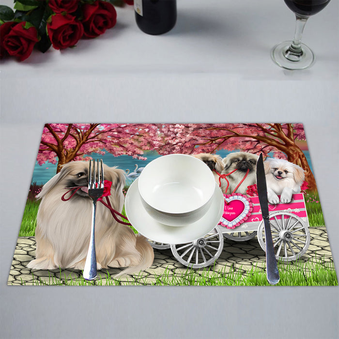 I Love Pekingese Dogs in a Cart Placemat