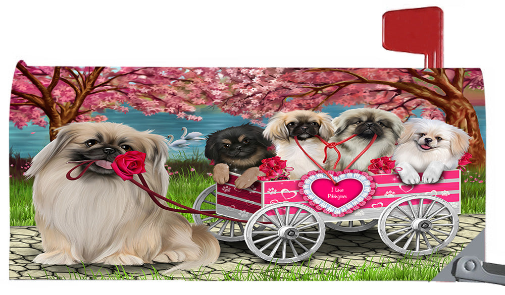 I Love Pekingese Dogs in a Cart Magnetic Mailbox Cover MBC48570