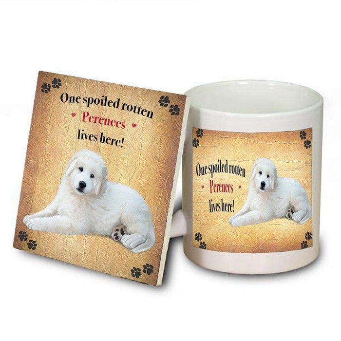 Perenees Spoiled Rotten Dog Coaster and Mug Combo Gift Set