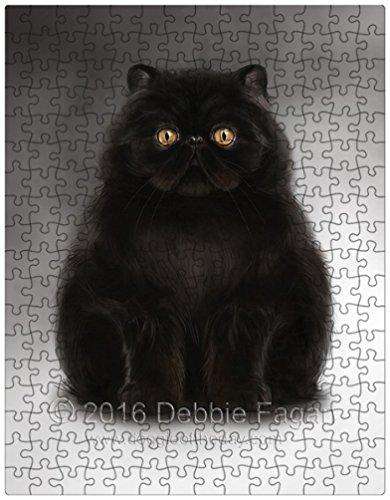 Persian Black Cat Art Portrait Print 300 Pc. Puzzle with Photo Tin