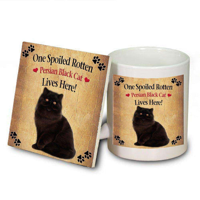Persian Black Spoiled Rotten Cat Mug and Coaster Set