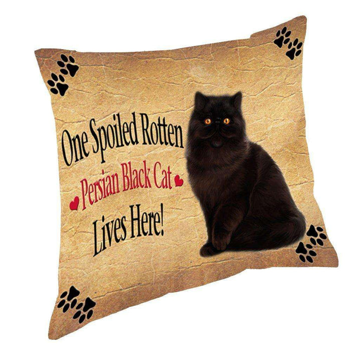 Persian Black Spoiled Rotten Cat Throw Pillow