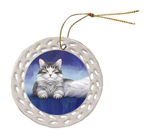 Persian Cat Ceramic Doily Ornament DPOR48030