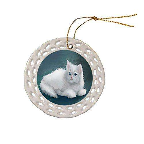 Persian Cat Christmas Doily Ceramic Ornament