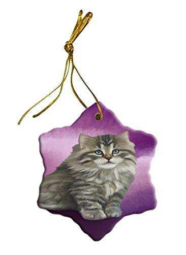 Persian Cat Christmas Snowflake Ceramic Ornament