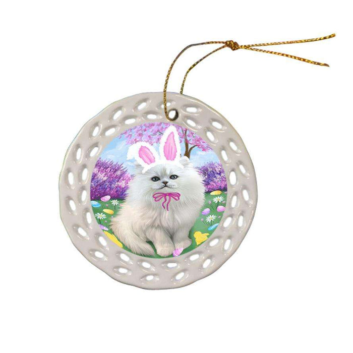 Persian Cat Easter Holiday Ceramic Doily Ornament DPOR49198