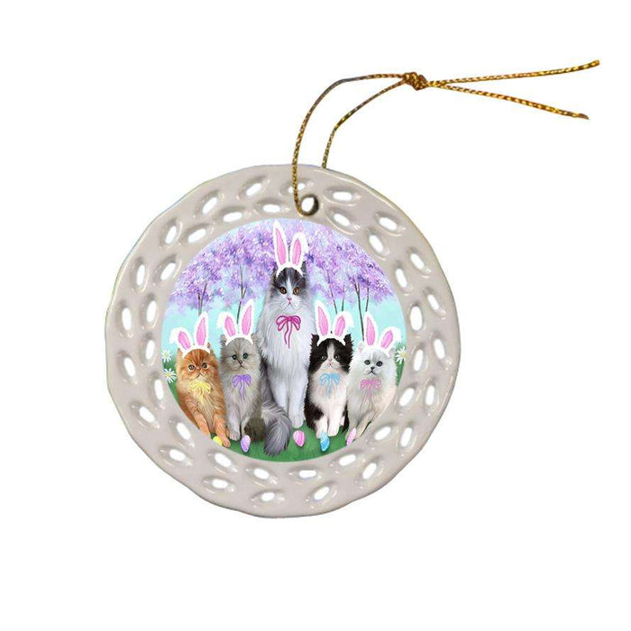 Persian Cat Easter Holiday Ceramic Doily Ornament DPOR49200