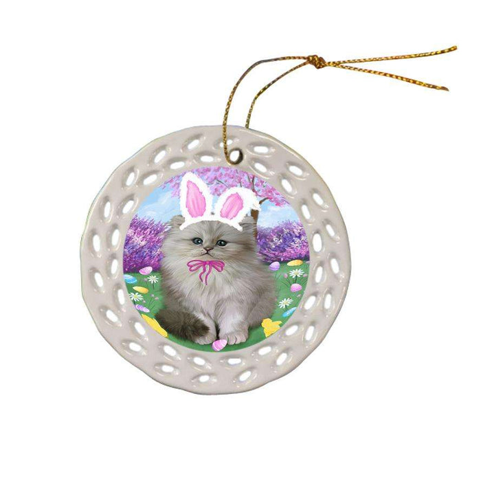 Persian Cat Easter Holiday Ceramic Doily Ornament DPOR49201