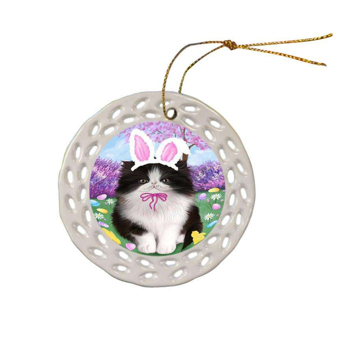 Persian Cat Easter Holiday Ceramic Doily Ornament DPOR49202
